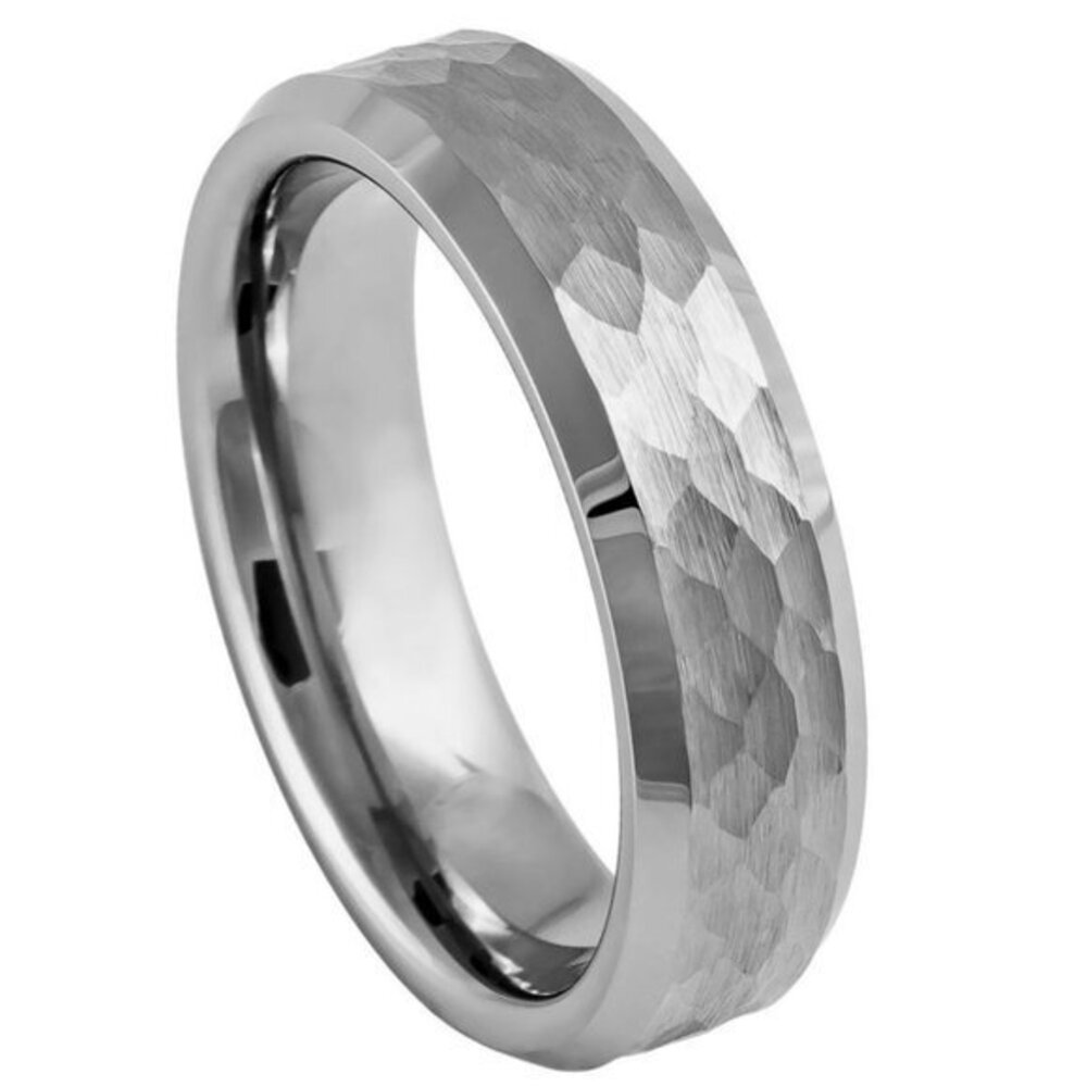 New 6mm Tungsten honey comb finish stepped edge Wedding Band Ring
